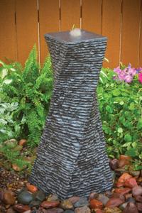 Cascading Twisted Stone Water Column Fountain